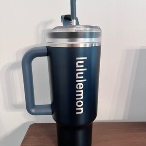 Lululemon Navy Travel Mug with Handle